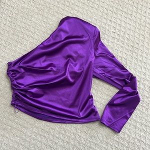 Express metallic purple one sleeve top size medium! Brand new with tags!!!